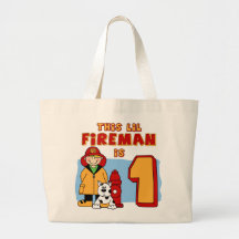 Lil Fireman 1st Birthday Canvas Bags