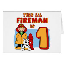 Lil Fireman 1st Birthday Card