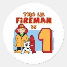 Lil Fireman 1st Birthday Stickers