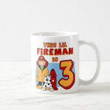 Lil Fireman 3rd Birthday Coffee Mugs