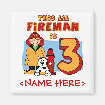 Lil Fireman 3rd Birthday Fridge Magnet
