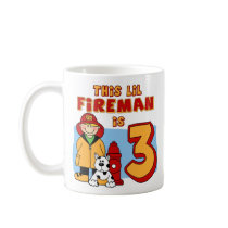 Lil Fireman 3rd Birthday Coffee Mugs
