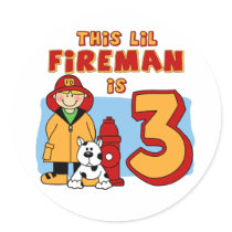 Lil Fireman 3rd Birthday Stickers