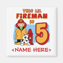 Lil Fireman 5th Birthday Magnets