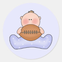 Lil Football Baby Boy Round Stickers