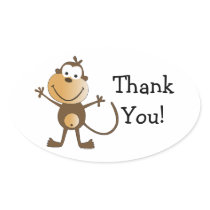 Li'l Monkey Baby Shower Thank You Stickers