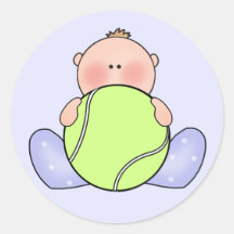 Lil Tennis Baby Boy Round Stickers