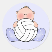 Lil Volleyball Baby Boy Round Sticker