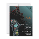 Lil' Witch in Pirate Skull Robe Halloween Personalized Invite