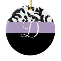 Lilac and Black Floral Monogram