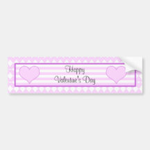 Lilac and white cute hearts and stripes bumper sticker
