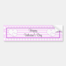 Lilac and white cute hearts and stripes bumper stickers