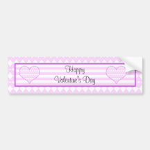 Lilac and white cute hearts and stripes bumper sticker