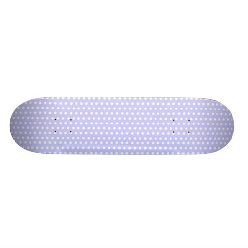 Lilac and White Polka Dot Pattern. Spotty. Skate Board
