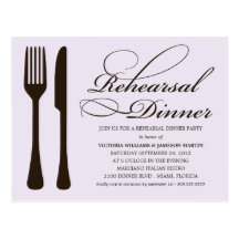 LILAC & BLACK FLATWARE | REHEARSAL DINNER POSTCARD