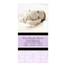 Lilac Black Thank You Baby Shower Photo Cards