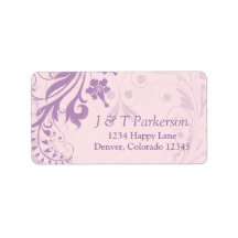 Lilac Blush Pink Floral Wedding Address Label