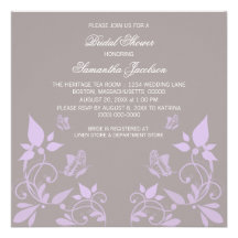 Lilac Butterfly Floral Bridal Shower Invite