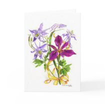 Lilac Columbines and Purple Beardless Iris Greeting Cards