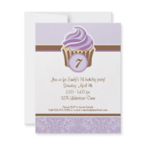 Lilac Cupcake Birthday Party Invitation