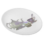Lilac Cupcake Hearts, Teapot and Teacup Art Party Plate