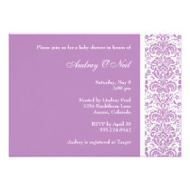 Lilac Damask Baby Shower Invitation invitations