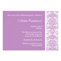 Lilac Damask Bachelorette Party Invitation invitations