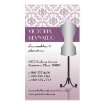 Lilac Damask Fashion Dress Form Business Card