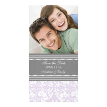 Lilac Damask Save the Date Wedding Photo Cards
