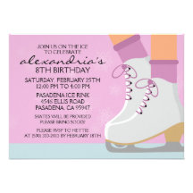 Lilac Dark Skin Skate Laces Ice Skating Party Invitations