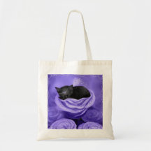 Lilac Daydreams Sleeping Kitten Tote Bag