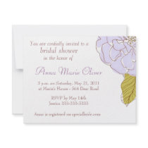 Lilac flower bridal shower invitation