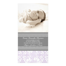Lilac Gray Thank You Baby Shower Photo Cards