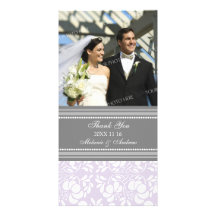 Lilac Grey Thank You Wedding Photo Cards