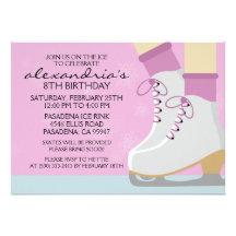 Lilac Light Skin Skate Laces Ice Skating Party Personalized Invitations