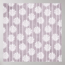 Lilac Linen Stripes Flowers Poster