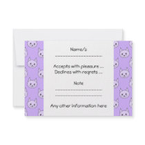 Lilac Purple cat pattern. Invites