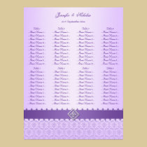 Lilac & Purple Damask Ribbon Wedding Seating Chart posters