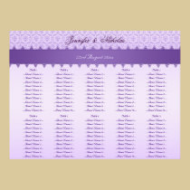 Lilac & Purple Damask Ribbon Wedding Seating Plan posters