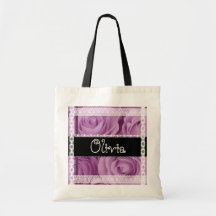 LILAC PURPLE Roses and Lace - Name Bag for Mom