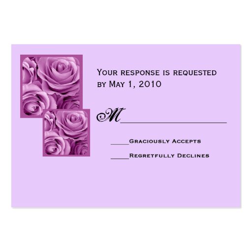 LILAC PURPLE Wedding RSVP Response Card Business Card Template