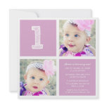Lilac Room for Squares First Birthday Party Photo Custom Invitation