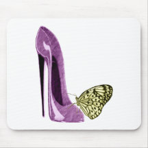 Lilac Stiletto Shoe and Butterfly Gifts Mousepad