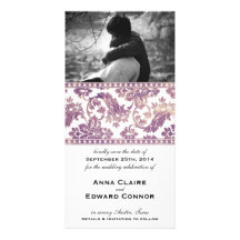 Lilac Vintage Damask Lace Save the Date Photo Cards