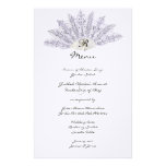 Lilac Vintage Feather Fan Wedding Menu Personalized Stationery