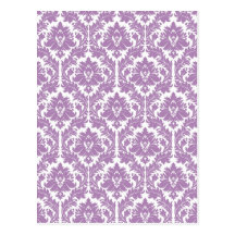 Lilac Violet Damask Pattern Postcard