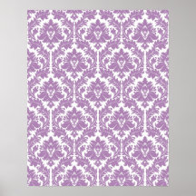 Lilac Violet Damask Pattern Posters