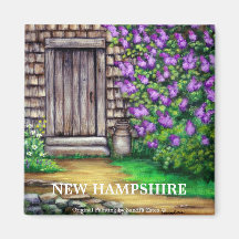 LILACS Barn New Hampshire State Flower Art Magnet