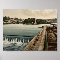 L'Ile Barbe, Lyons, France vintage Photochrom Poster