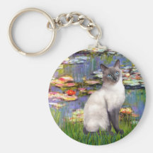 Lilies 2 - Blue Point Siamese cat Key Chain